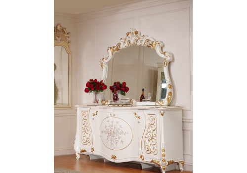 Комод с зеркалом АСНАГИ 3921W, слоновая кость