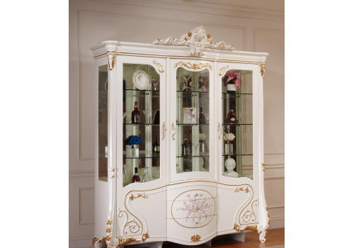 Витрина 4-дверная АСНАГИ 3921W, слоновая кость