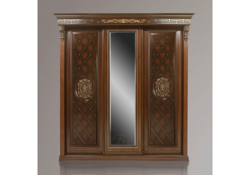 Шкаф-купе  Классика  3-ств. с зеркалом, золотая патина Б8.72-3 орех