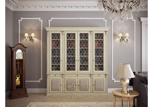 Шкаф книжный 4-х ств. для кабинета Б5.15-13 Карамель/Беж