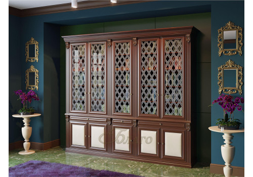 Шкаф книжный 5-ти ств. для кабинета Б5.15-14 орех/беж