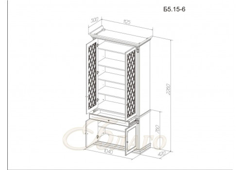 Книжный шкаф 2-х створчатый Б5.15-6 Карамель/Беж