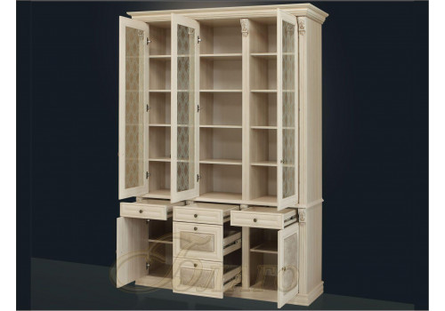 Шкаф книжный 3-х ств. для кабинета Б 5.15-7 Карамель/Беж