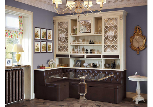 Диван кухонный угловой с неподнимаемой крышкой Б7.1-1коричневый