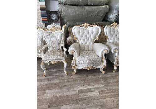 Комплект мягкой мебели БАДЕ BADE, слоновая кость с золотом