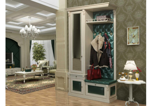 Прихожая со шкафом и полкой Б5.11-2 Карамель/Изумруд