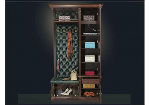 Прихожая со шкафом и полкой Б5.11-2 Орех/Изумруд