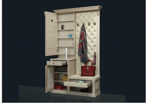 Прихожая с тумбой и зеркалом открытым Б5.11-1 Карамель