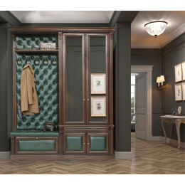 Прихожая со шкафом и вешалкой без зеркал Б5.11-11 Орех/Изумруд