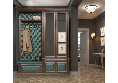 Прихожая со шкафом и вешалкой без зеркал Б5.11-11 Орех/Изумруд