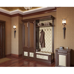 Прихожая со шкафом и вешалкой без зеркал Б5.11-11  Орех/Бежевый