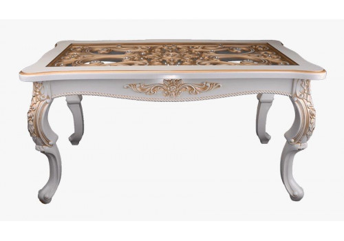 Стол журнальный Версаль Близнецы со стеклом крем