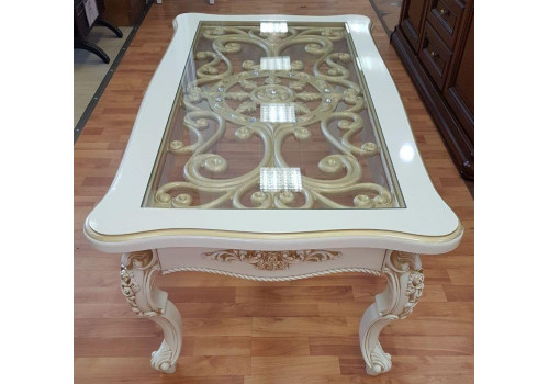 Стол журнальный Версаль Близнецы со стеклом крем