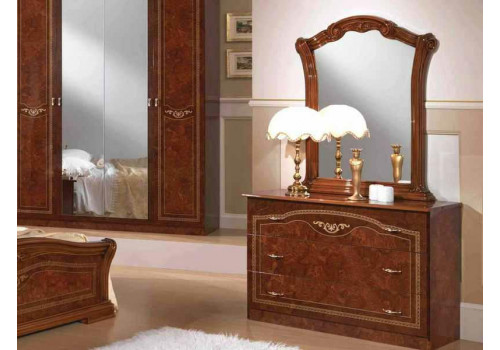 Комод (ДСП) с зеркалом к кровати 1600 ИРИНА орех глянец