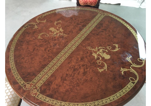 Стол раскладной круглый (малый)  РОЗА Орех глянец