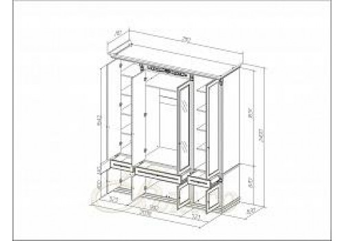 Шкаф 4-х ств. с декором  Б13.1 Орех