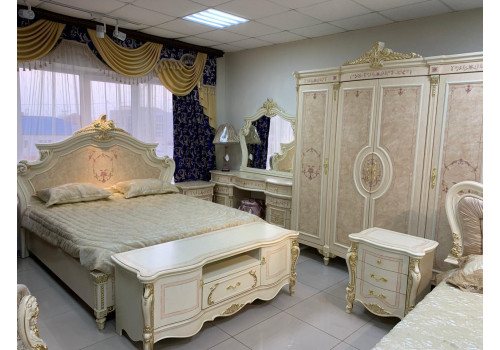 Спальня ФРАНЦИСКО FRANCISKO K03 W, с 4-дверным шкафом, слоновая кость