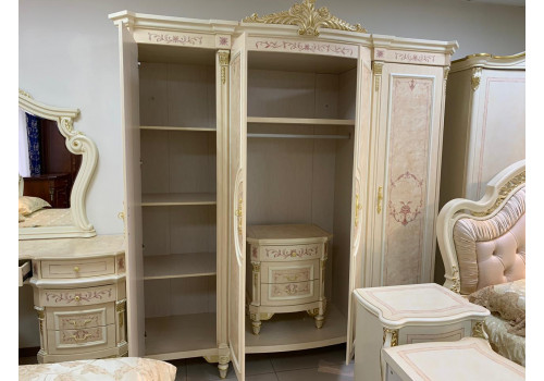 Спальня ФРАНЦИСКО FRANCISKO K03 W, с 4-дверным шкафом, слоновая кость