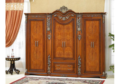 Шкаф 6-дверный ГАБРИЭЛЛА GABRIELLA 8080, орех с золотом
