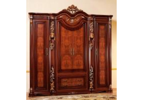 Шкаф 4-дверный ГАБРИЭЛЛА GABRIELLA 8080, орех с золотом