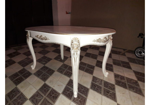 Стол Изабелла Белый золото Овальный раскладной