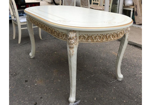 Стол Изабелла Белый золото Овальный раскладной