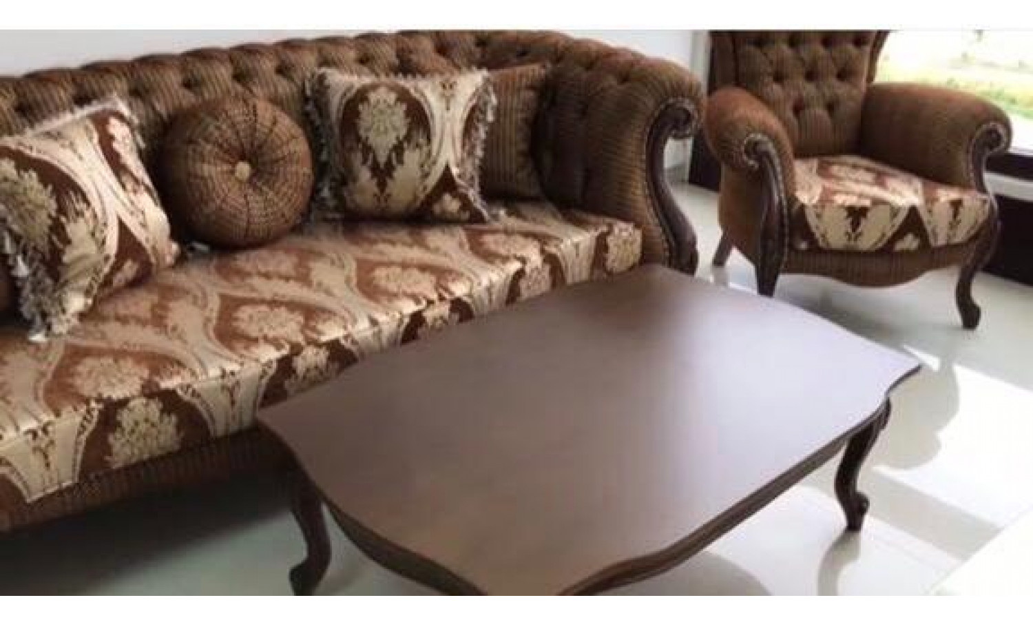 Комплект мягкой мебели ХЮРРЕМ CHURREM, орех, ткань - коричневый