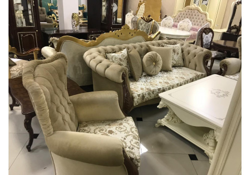 Комплект мягкой мебели ХЮРРЕМ CHURREM, орех, ткань - беж