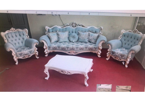 Комплект мягкой мебели ИНЧИ INCHI, слоновая кость с золотом