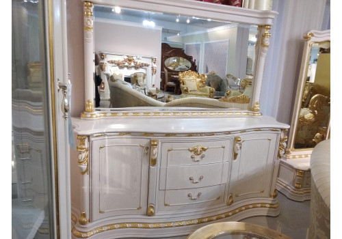 Зеркало для комода ИЗАБЕЛЛА IZABELLA 208, белый с золотом