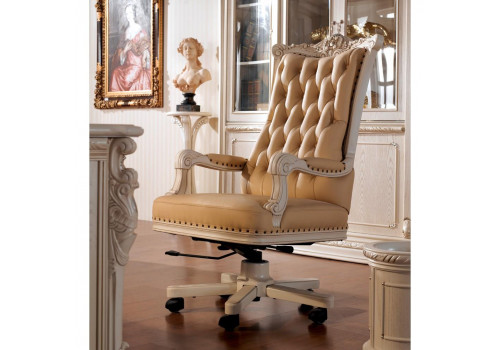 Кресло (кожа) ИЗАБЕЛЛА IZABELLA 208, белый с золотом