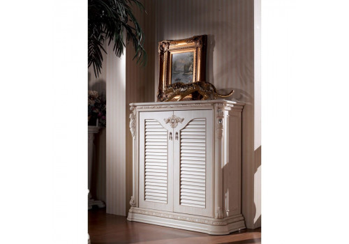 Тумба для обуви 2-дверная ИЗАБЕЛЛА IZABELLA 208, белый с золотом