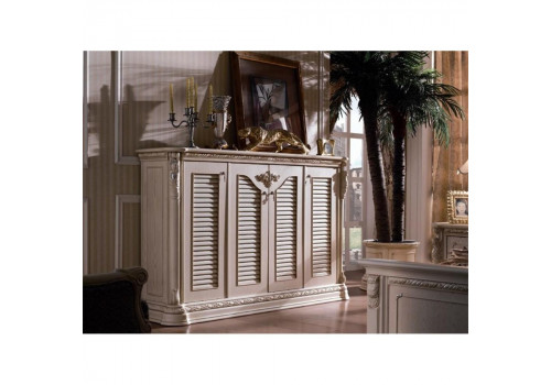 Тумба для обуви 4-дверная ИЗАБЕЛЛА IZABELLA 208, белый с золотом