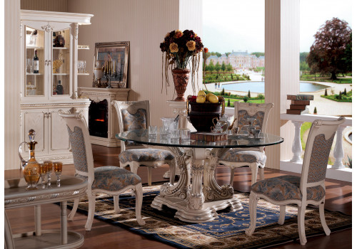 Стол обеденный круглый ИЗАБЕЛЛА IZABELLA 208, белый с золотом