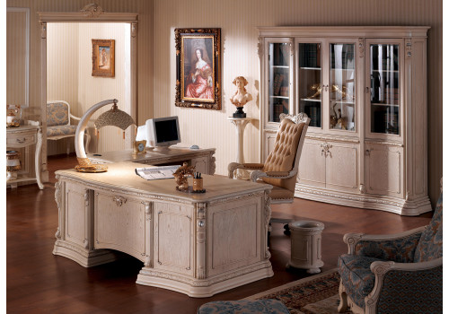 Стол компьютерный ИЗАБЕЛЛА IZABELLA 208, белый с золотом