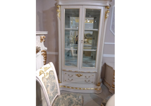 Витрина 2-дверная ИЗАБЕЛЛА IZABELLA 208, белый с золотом
