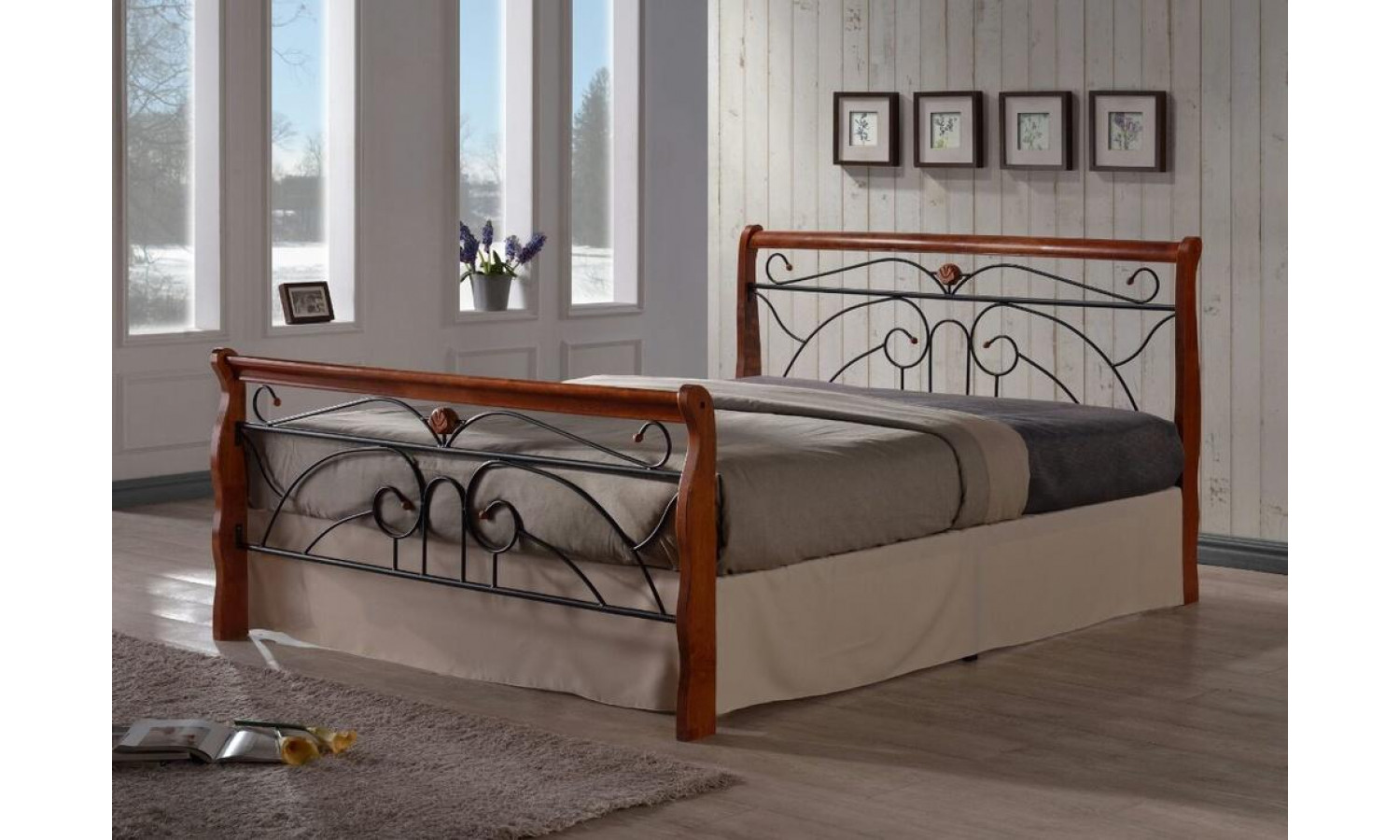 Кровать Tina MK-5228-RO двуспальная 160х200 см
