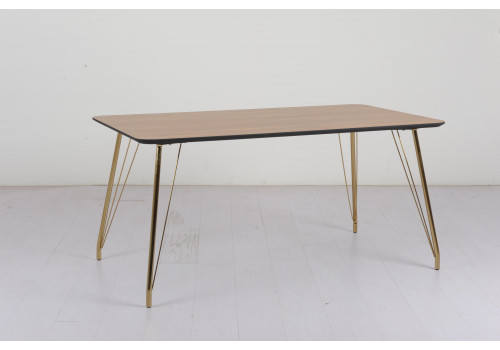 Стол  MK-6904-WG обеденный на золотых ножках 90х160х76 см Грецкий орех