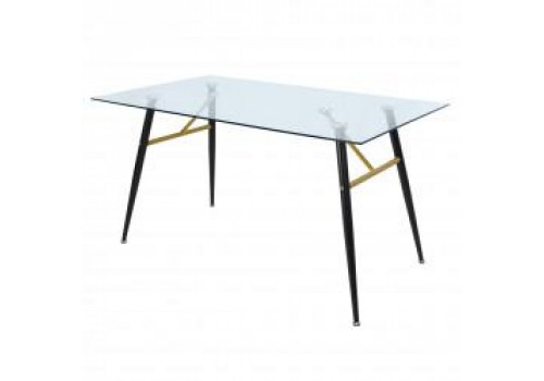 Стол Бриг Голд MK-5813-GD стеклянный с золотым декором 80х140(140)х75 см Прозрачный