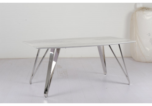 Стол Престиж MK-6911-MW обеденный нераскладной 100х180х76 см Хром/мрамор