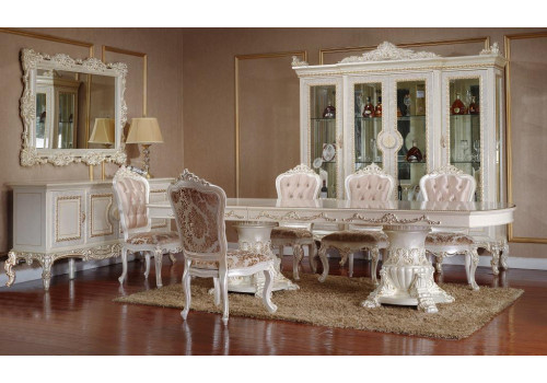 Стол  Моника , 240*320, жемчужно-белый глянец с золотом