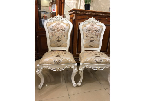 Кресло  Моника , жемчужно-белый глянец с золотом