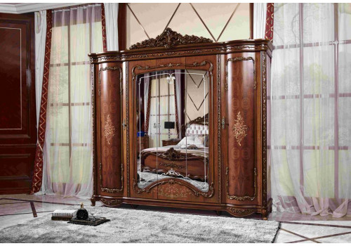 Шкаф 4-х дверный  Оливия  Орех 4 дверная 607