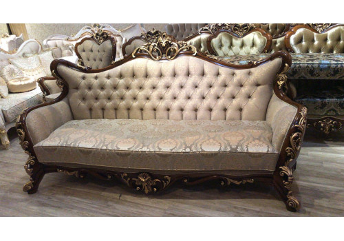 Комплект мягкой мебели ОНУР ONUR, орех с золотом, ткань - беж