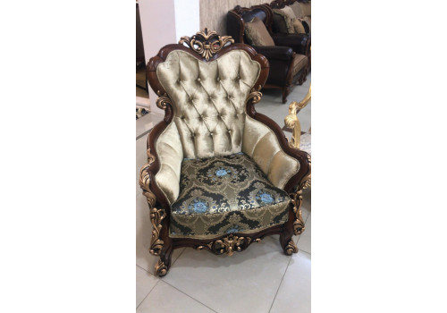 Комплект мягкой мебели ОНУР ONUR, орех с золотом, ткань - с синими цветами