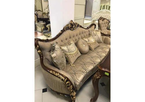 Комплект мягкой мебели ОНУР ONUR, орех с золотом, ткань - золото