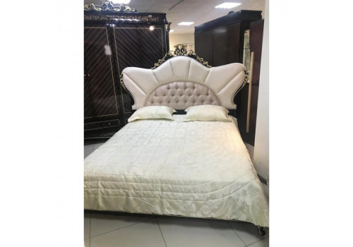 Кровать 1,8 м РИЧМОНД RICHMOND, КА-06, черный+орех+золото