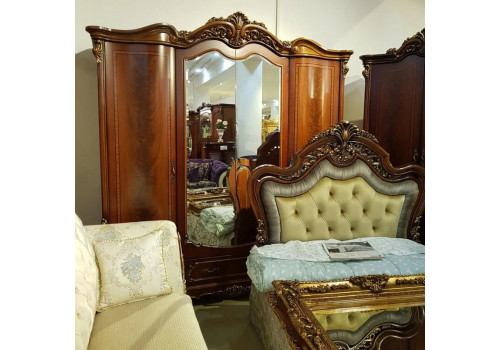 Шкаф 4-дверный РОМЕО ROMEO 3288, орех с золотом