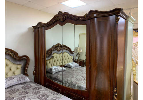 Шкаф 5-дверный РОМЕО ROMEO 3288, орех с золотом