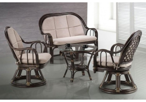 Комплект МК-6113-BR (софа/МК-6107, 2 кресла/МК-6106 и столик/МК-6108) 0х0х0 Коричневый